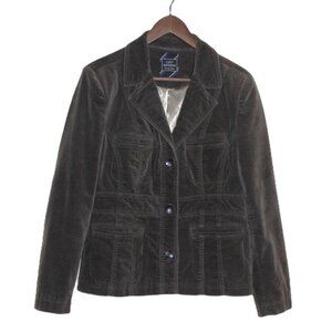 LADY HATHAWAY Preppy and Elegant Velvet Blazer in Deep Brown - Size M